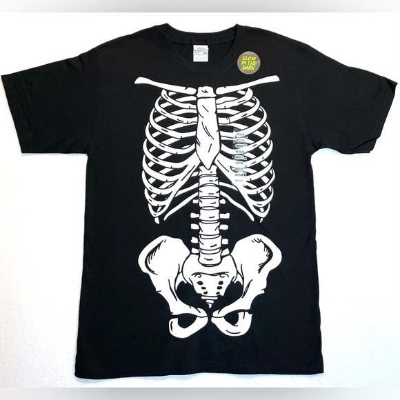 Halloween Glow In The Dark Skeleton Graphic TShirt Men's Size Medium NWT - Picture 1 of 5